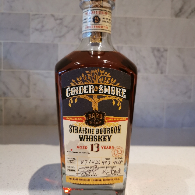 Bard Cinder and Smoke Straight Bourbon Whiskey Aged 13 Years