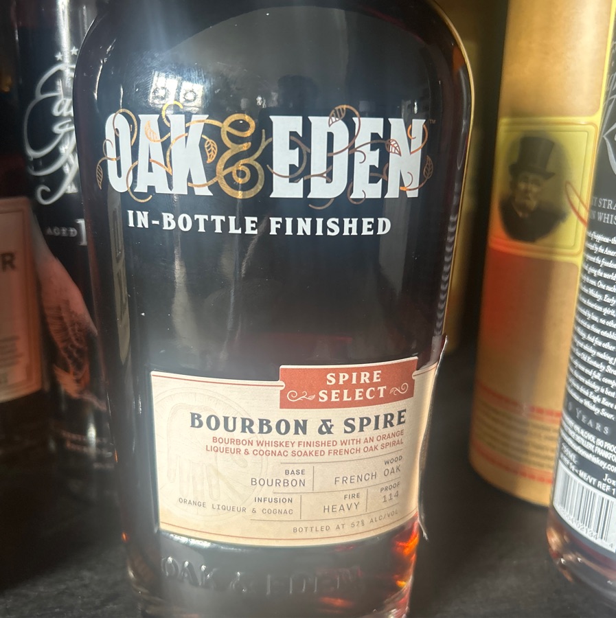 oak & eden bourbon & spire, spire select with orange liqueur and cognac soaked french oak spires