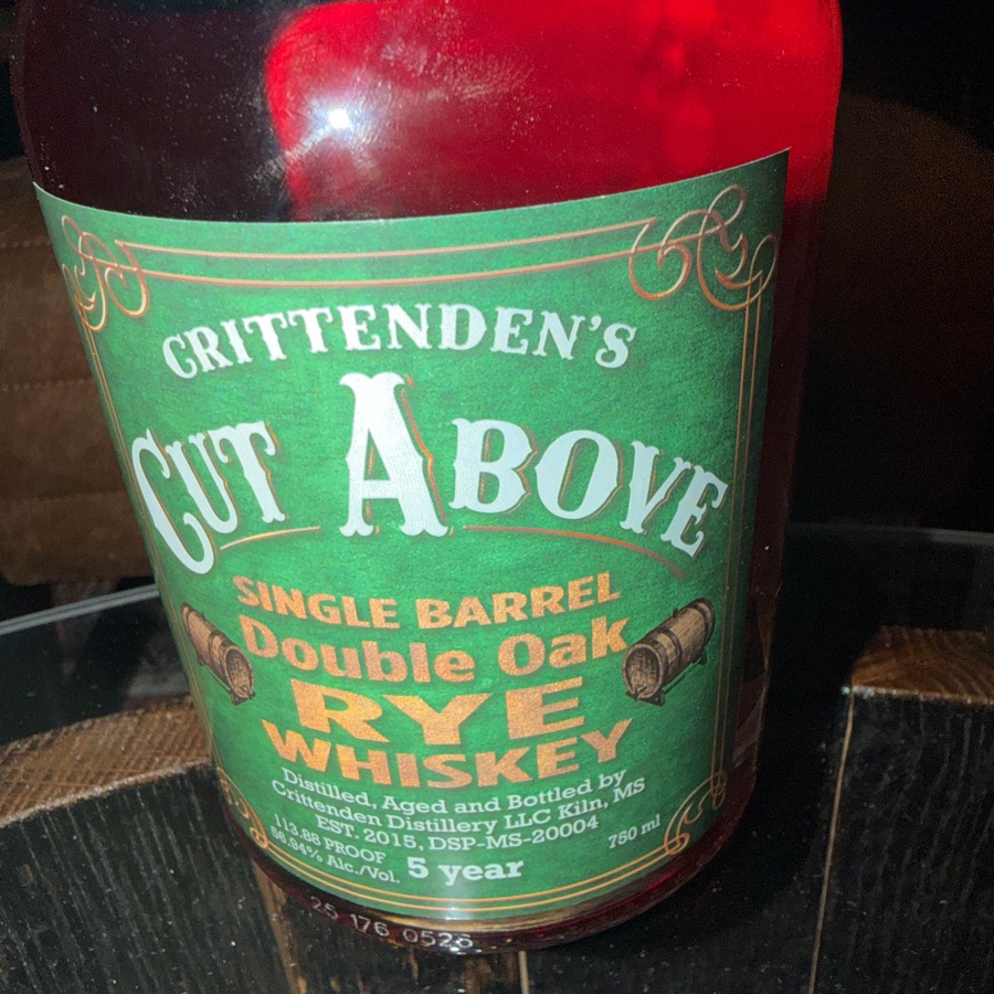 Crittenden's Cut Above (single barrel) Double Oak Rye Whiskey