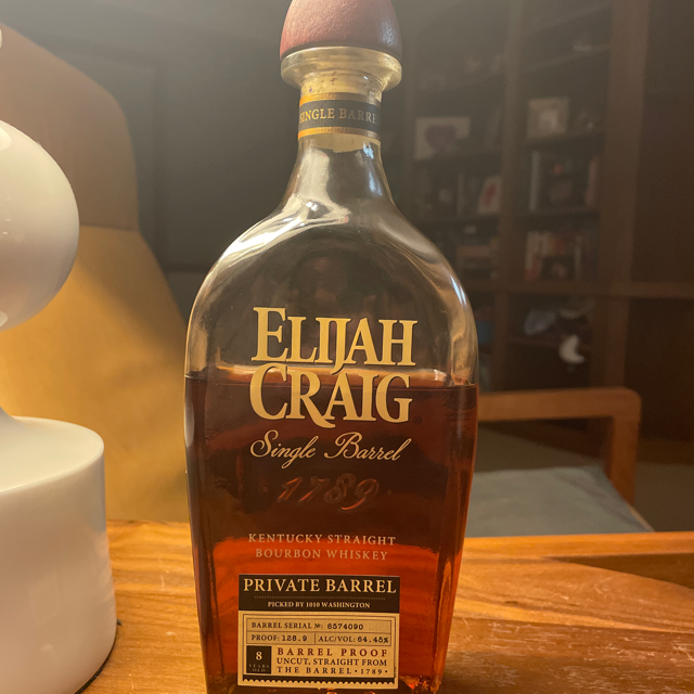 Elijah Craig single barrel private barrel 1010 Washington  barrel proof pick 2022