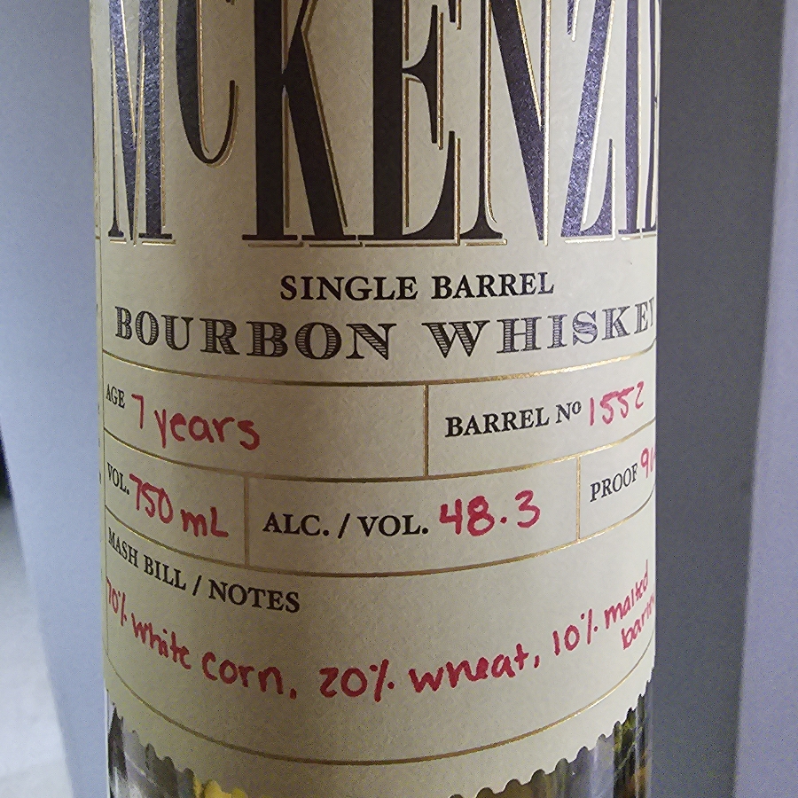 McKenzie Single Barrel Bourbon (Barrel 1552)
