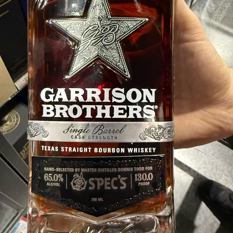 Garrison Brothers Single Barrel Cask Strength Texas Straight Bourbon Whiskey (Hand Selected By Master Distiller Donnis Todd For Spec's)