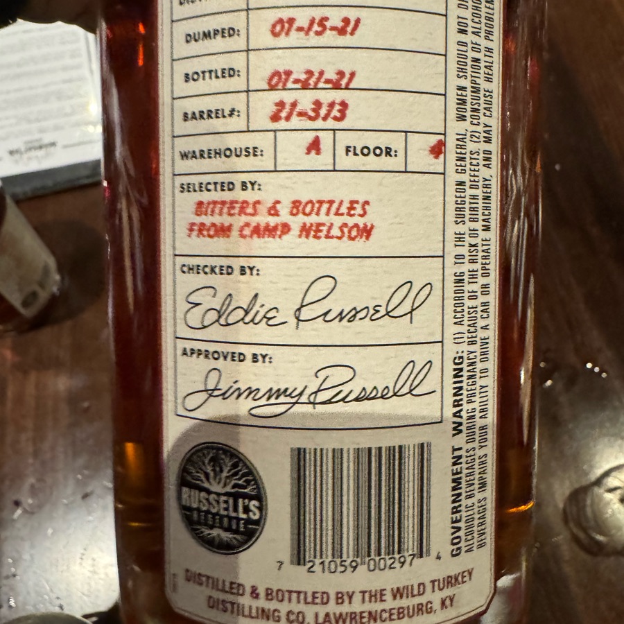 Russell's Reserve Private Barrel Selection 21-313 (Camp Nelson)