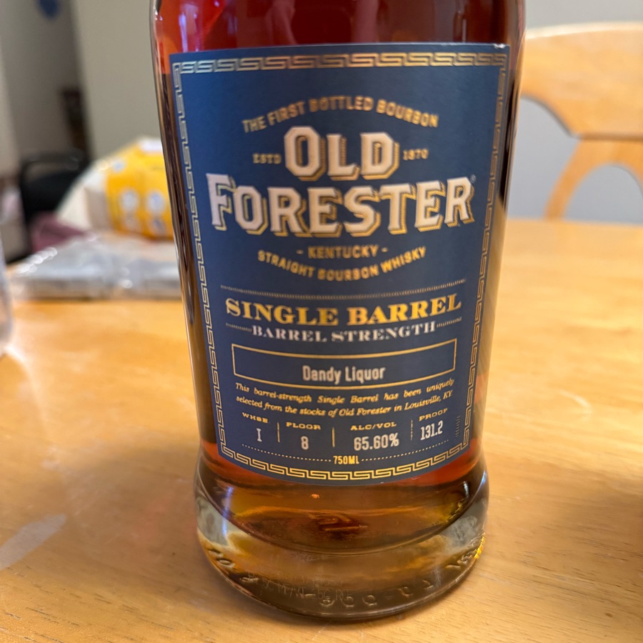 Old Forester Kentucky Straight Bourbon Whiskey Single Barrel Barrel Strength (Dandy Liquor) WHSE I Floor 8