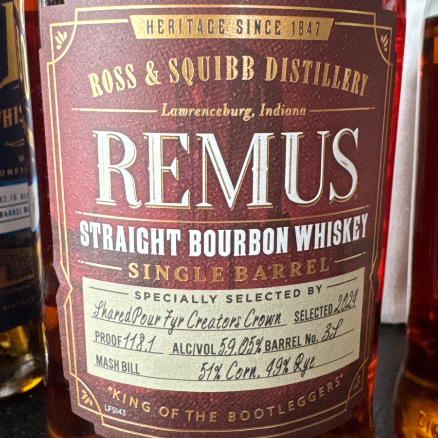 Remis Single Barrel Straight Bourbon Whiskey (Shared Pour 7 yr Creators Crown 2024)