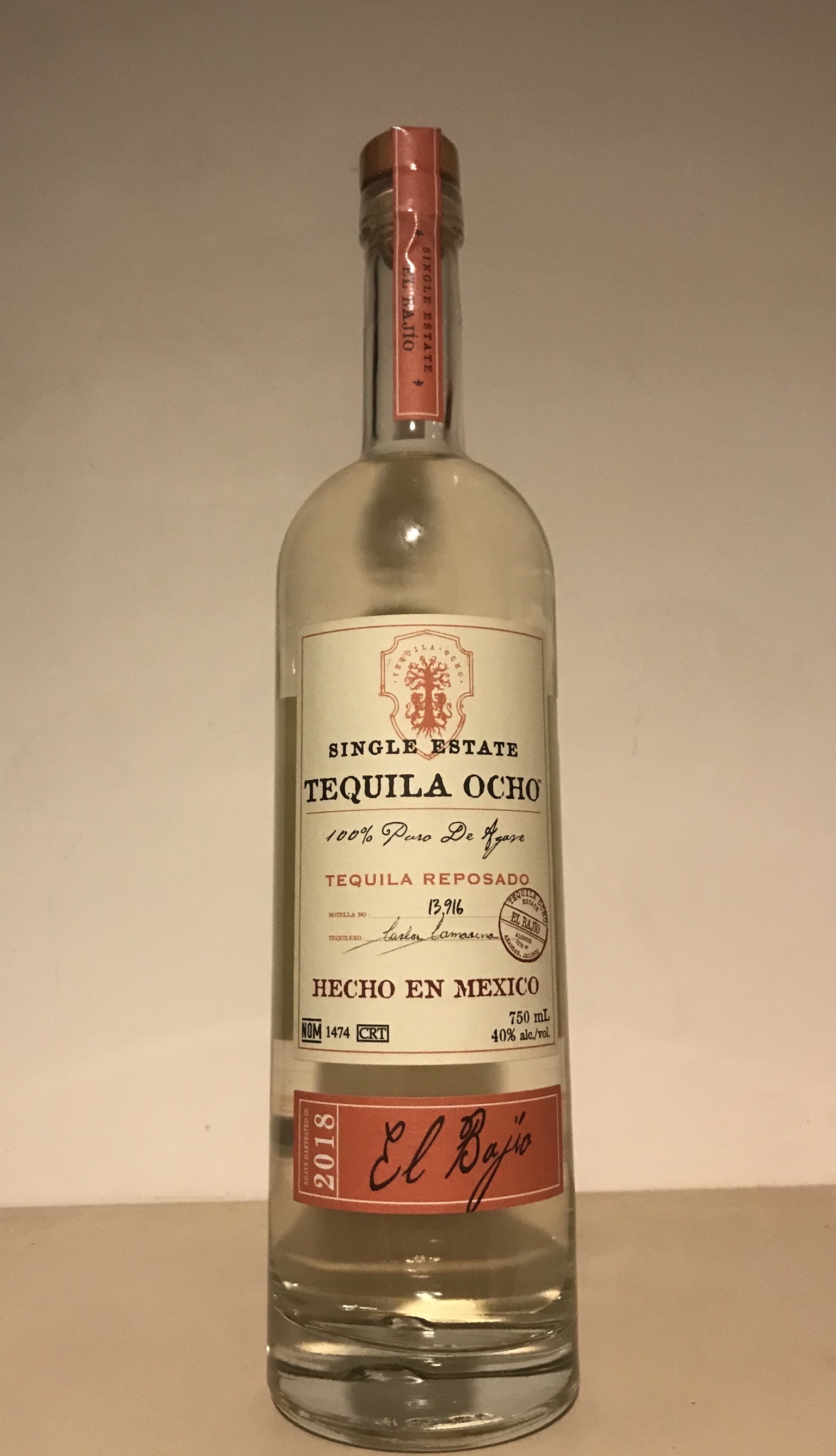 Tequila Ocho Reposado El Bajío 2018