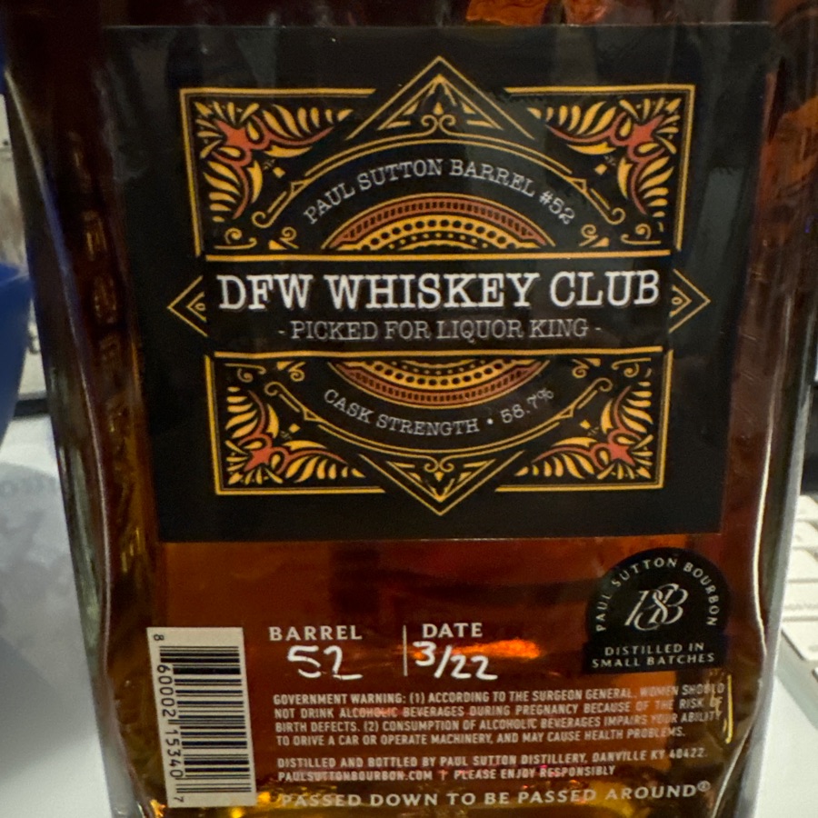 Paul Sutton Single Barrel DFWWC Pick