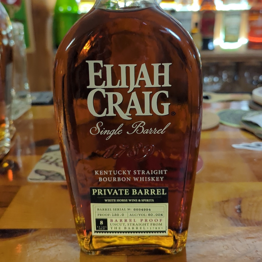 Elijah Craig Single Barrel Private Barrel White Horse Wine & Spirits Barrel Serial No. 6664994