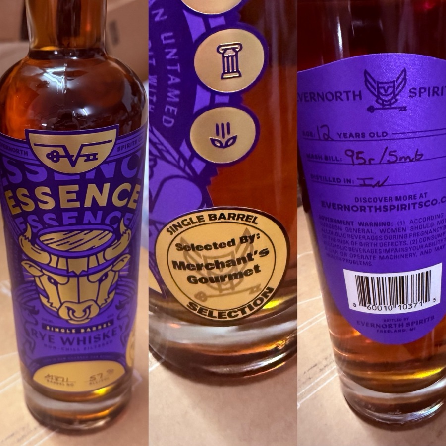 Evernorth Essence Single Barrel Rye 12 year Whiskey - Barrel M871 114 Proof