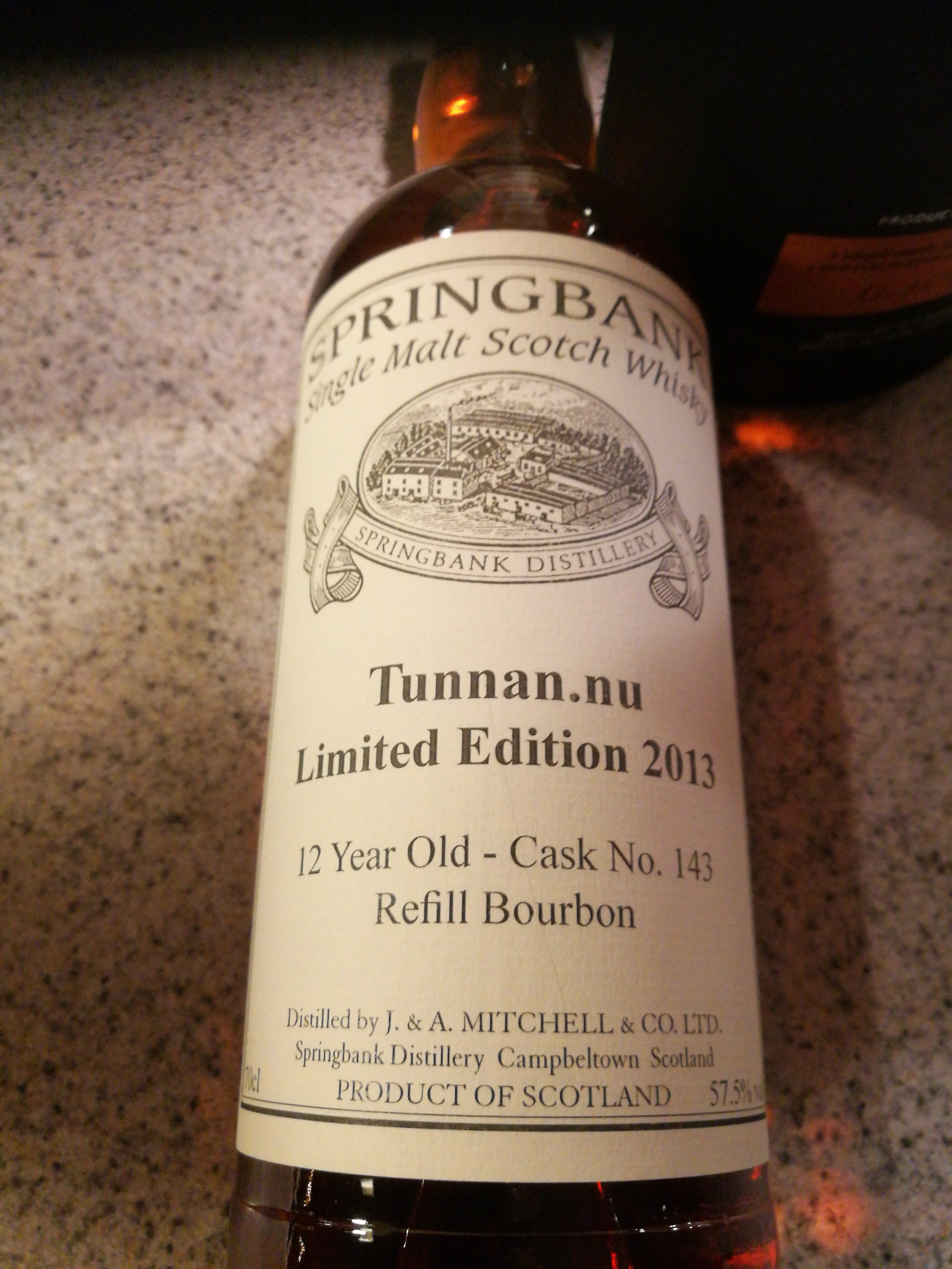 Springbank 12 Year Old Cask No 143 Refill Bourbon