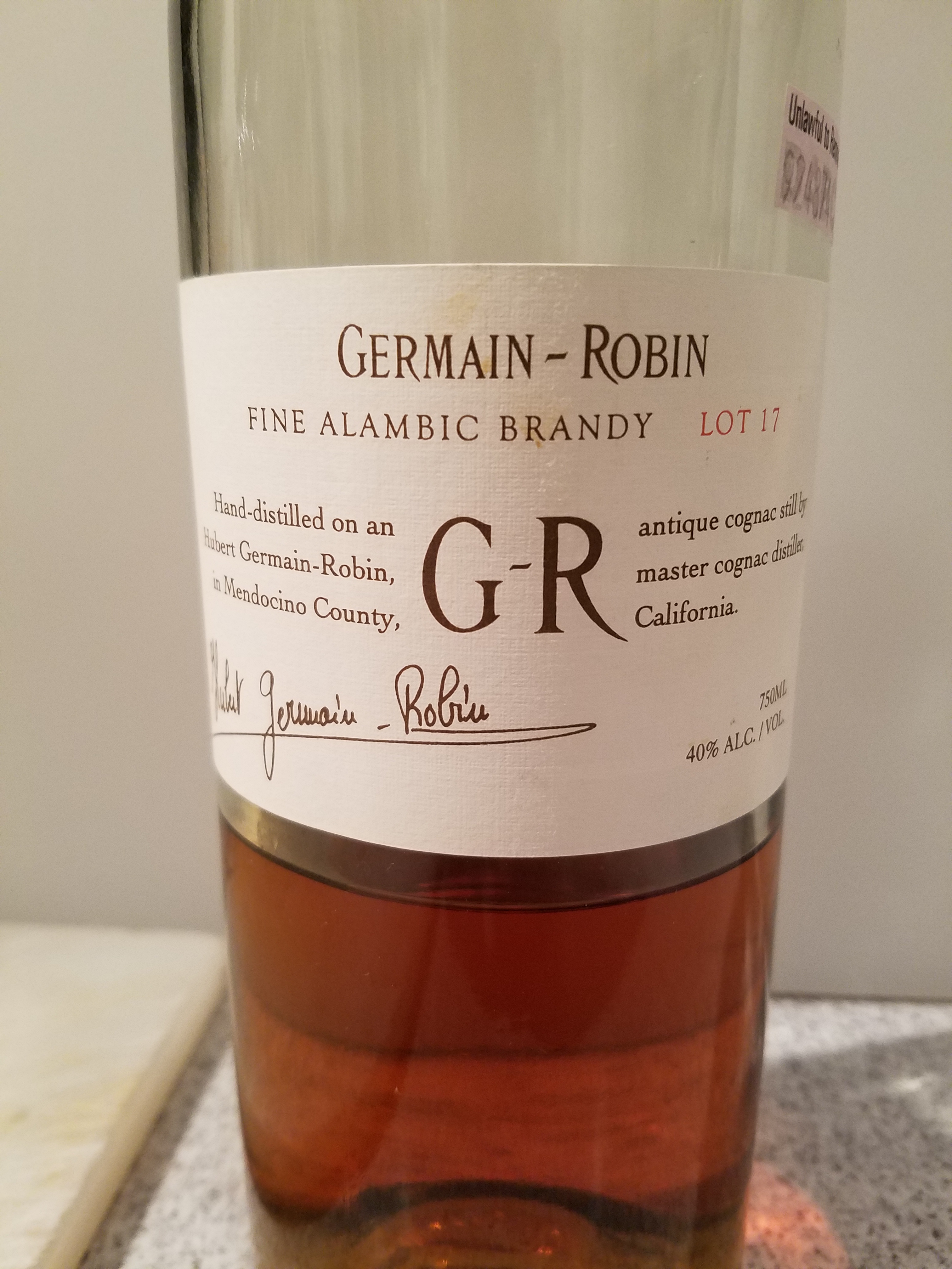Germain-Robin Fine Alambic Brandy Lot 17