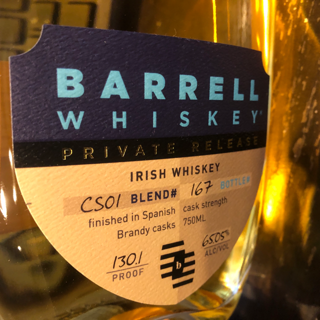 Barrell Whiskey Private Release CS01 Irish Whiskey Finished in Spanish Brandy Casks