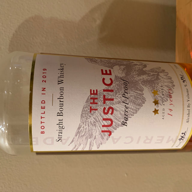 The Justice straight bourbon whiskey