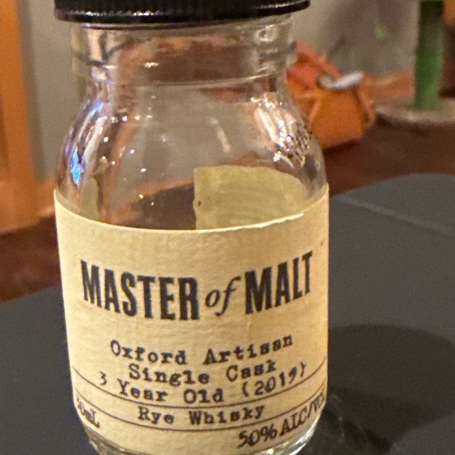 Oxford Artisian Single Cask Rye Whisky