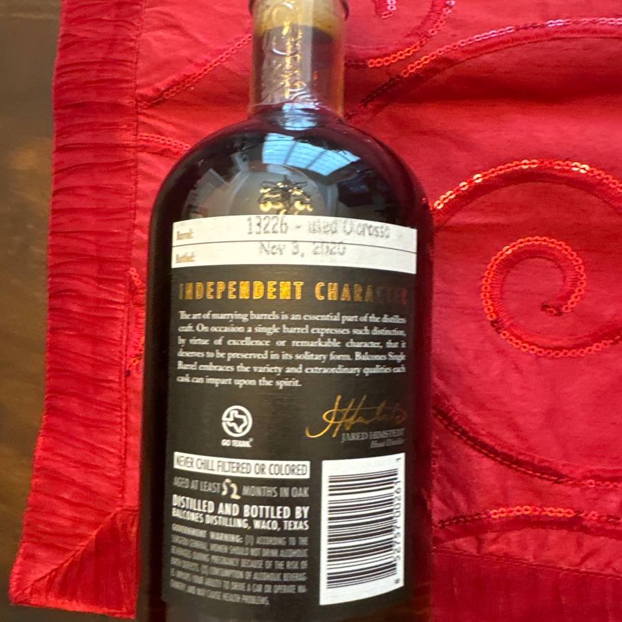 Balcones True Blue Cask Strength Single Barrel Total Wine Pick Barrel 13226 - 11/3/20