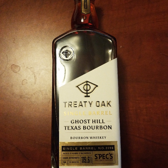 Treaty Oak Single Barrel Ghost Hill Texas Bourbon, Spec's 2299