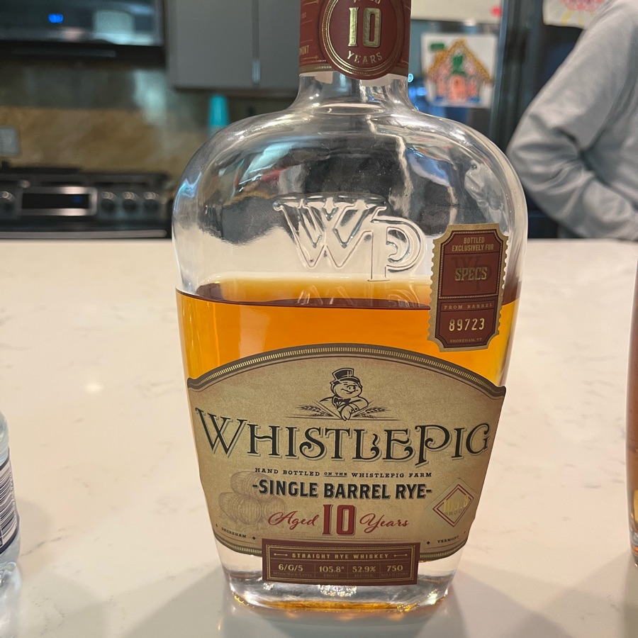 Whistlepig Single Barrel Rye Aged 10 Years (Spec's Barrel 89723)