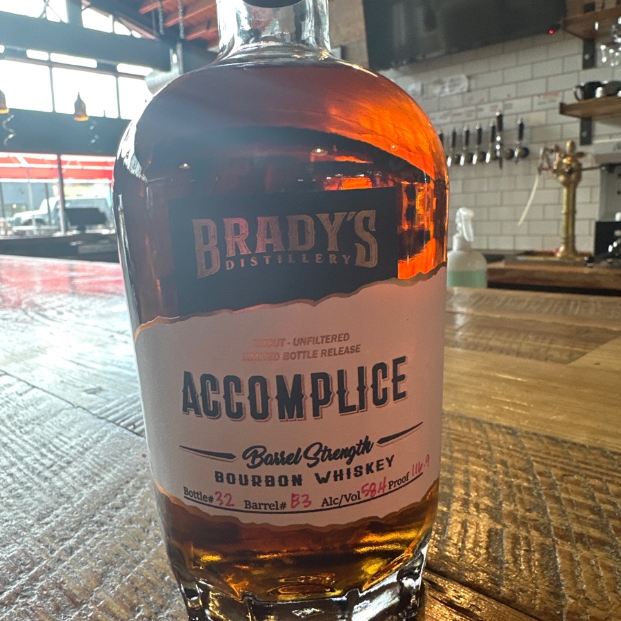Brady's Distillery Accomplice Barrel Strength Whiskey- Batch 3