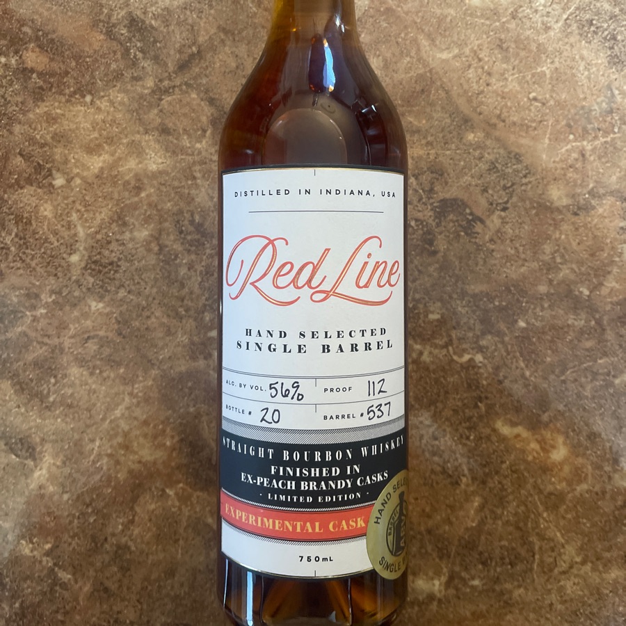 Red Line Single Barrel Straight Bourbon Whiskey Finished in Ex-Peach Brandy Casks - Selected by ABV Barrel Shop