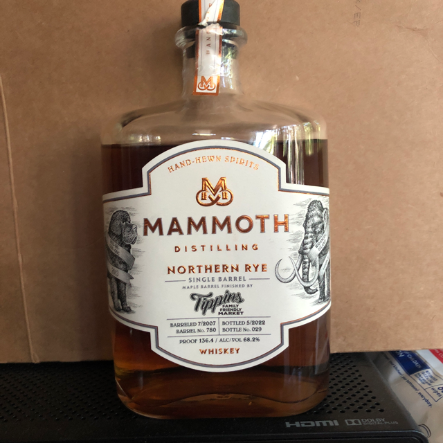 Mammoth Northern Rye Single Barrel Maple Barrel Finished (Tippins Market Barrel Pick)