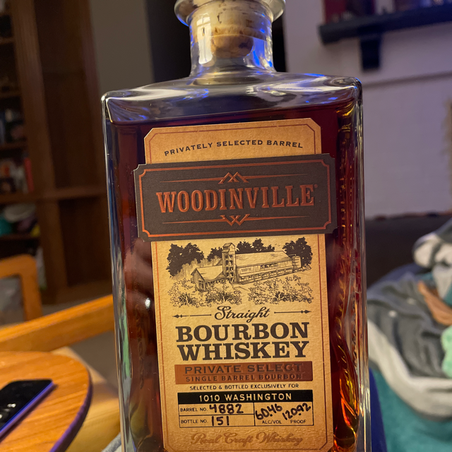 Woodinville single barrel bourbon (barrel 4882 bottle 151 - 1010 Washington pick)