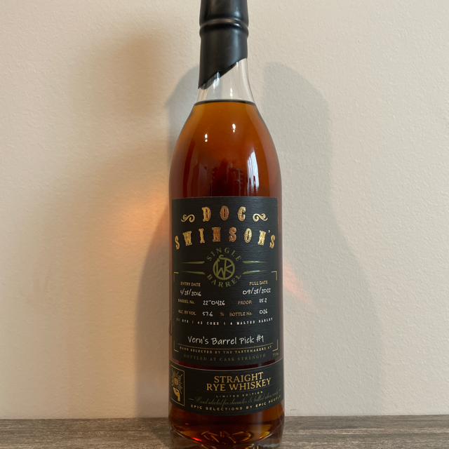 Doc Swinson's Straight Rye Whiskey Single Barrel (Vern's Barrel Pick 1)
