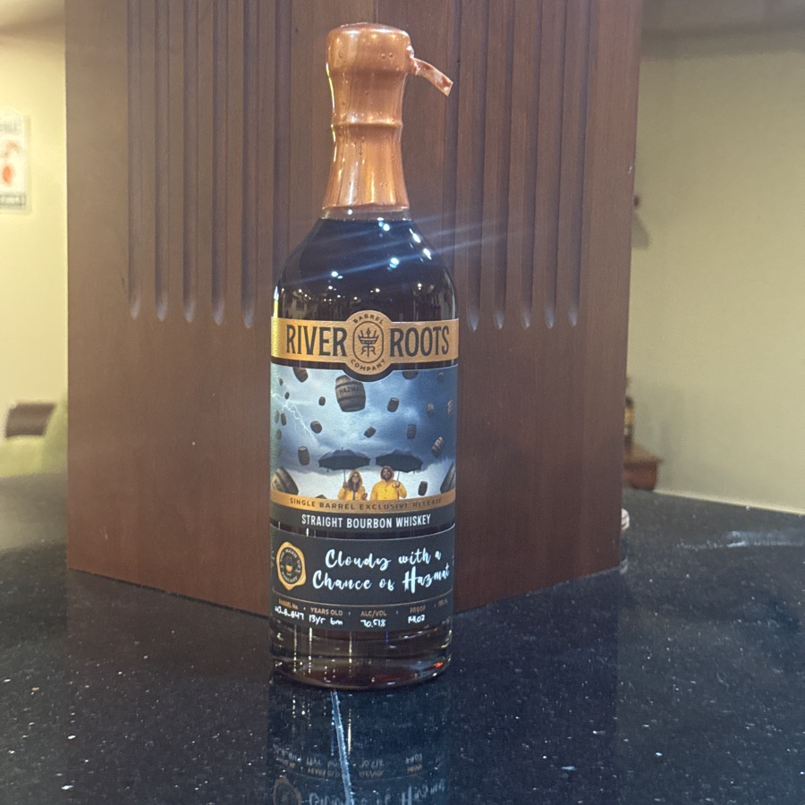 River Roots Straight Bourbon Whiskey Single Barrel No. MJ-B-B47 Cloudy with a Chance of Hazmat