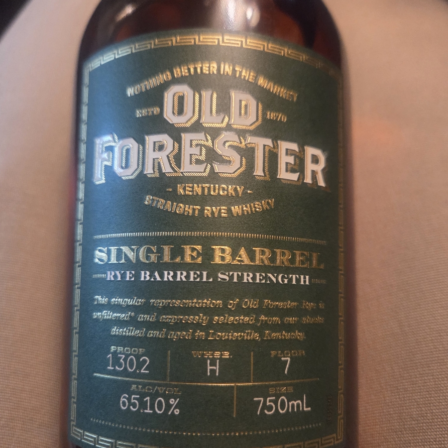 Old Forester Single Barrel Rye Barrel Strength  WH H FL 7
