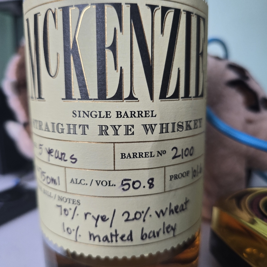 McKenzie Single Barrel Straight Rye (Syracuse Bourbon Society's Rockin Wh-Rye)