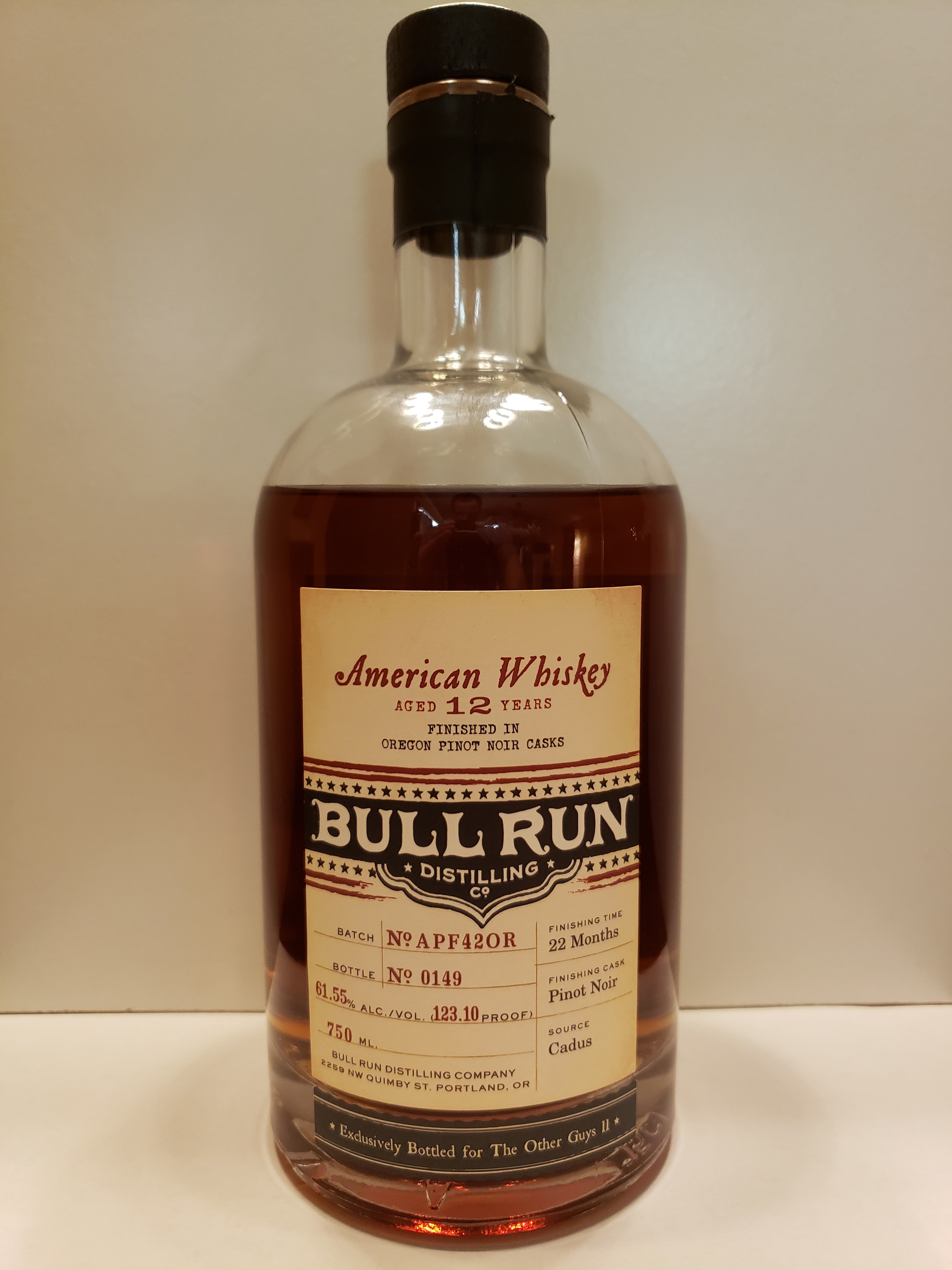 Bull Run American Whiskey 12 Year Pinot Noir Finish