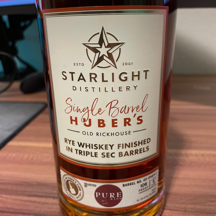 Starlight Single Barrel Rye Whiskey Finished in Triple Sec Barrels