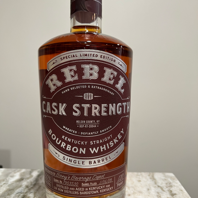 Rebel Cask Strength - Wheated Bourbon - Binnys Beverage Depot - Barrel 7903530 - Fill Date 1/16/2018