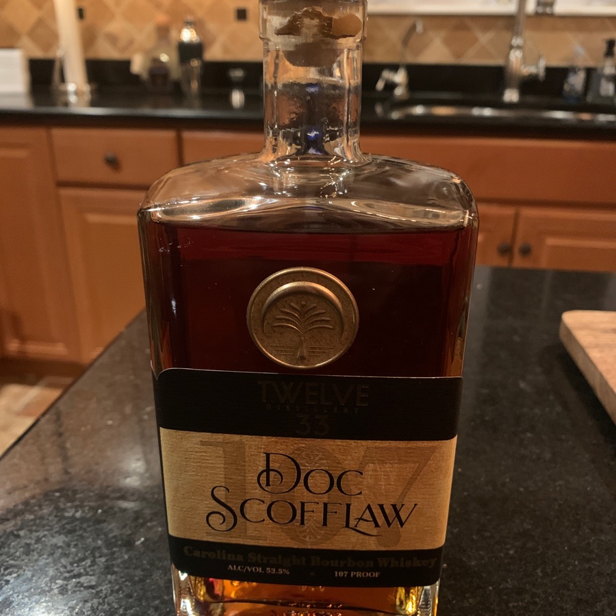 Twelve 33 Distillery Doc Scofflaw Carolina Straight Bourbon Whiskey 107 Proof