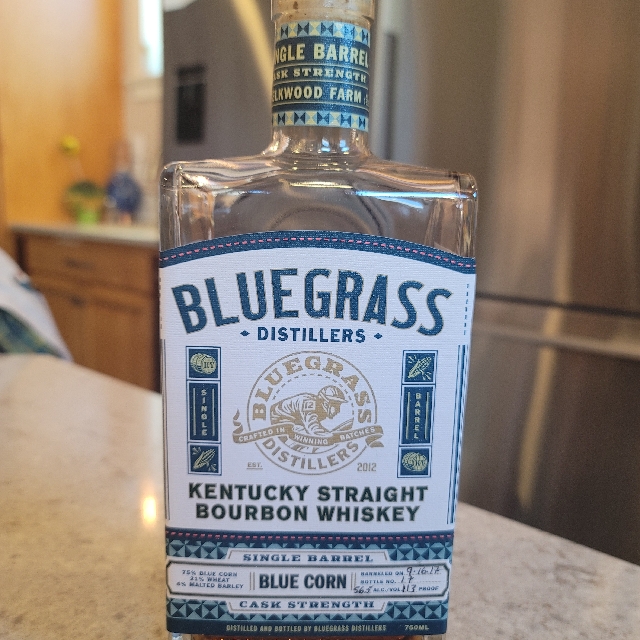 Bluegrass Distillers Single Barrel Cask Strength Blue Corn Bourbon