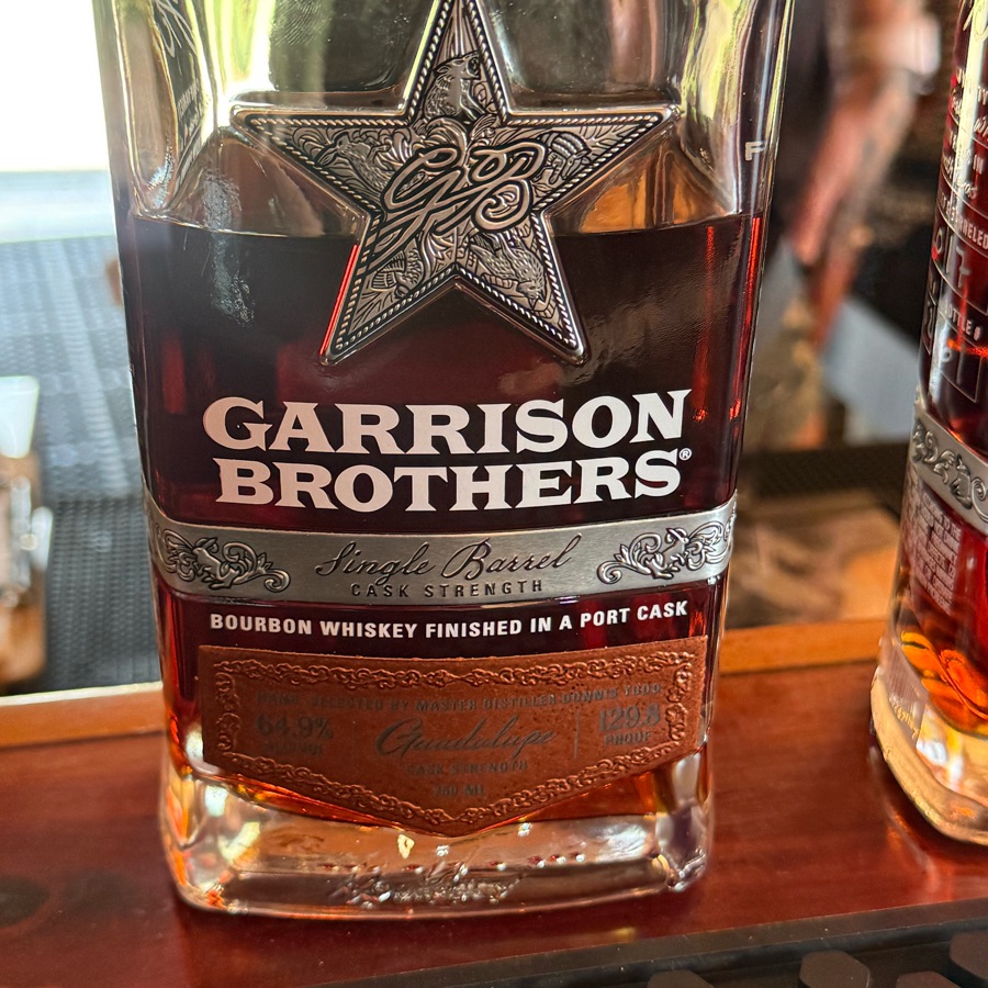 Garrison Brothers Single Barrel Cask Strength Bourbon Whiskey Finished In A Port Cask Hand Selected By Master Distiller Donnis Todd Guadalupe Cask Strength (Barrel # 153)