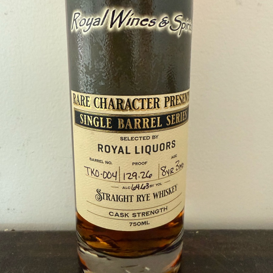 Rare Character Single Barrel Series Straight Rye (Royal Wine & Spirits pick) TKO-004