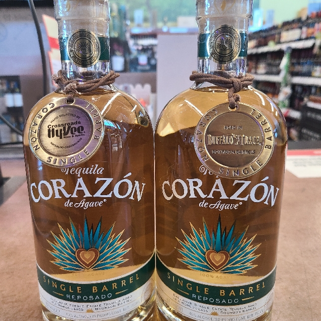 Corazon Reposado (actually Anejo), Single Barrel, Buffalo Trace aged, Crossroads Hy-Vee store pick