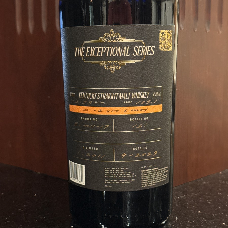 Rare Character Exceptional Series Single Malt Kentucky Whiskey E-M11-17