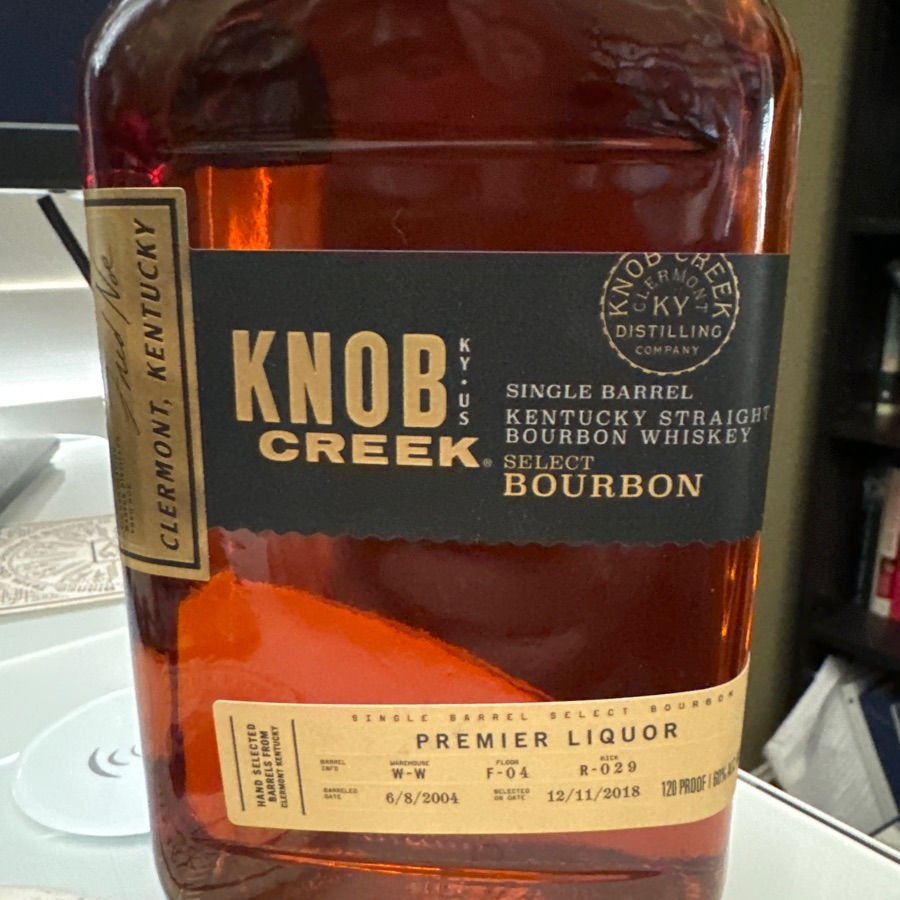 Knob Creek Single Barrel Select Bourbon - Premier Liquor pick - W-W, F-04, R-029