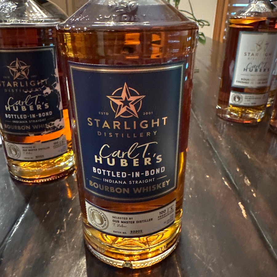 Starlight Distillery Carl T. Huber's Bottled in Bond Indiana Straight Bourbon Whiskey (batch B2205)