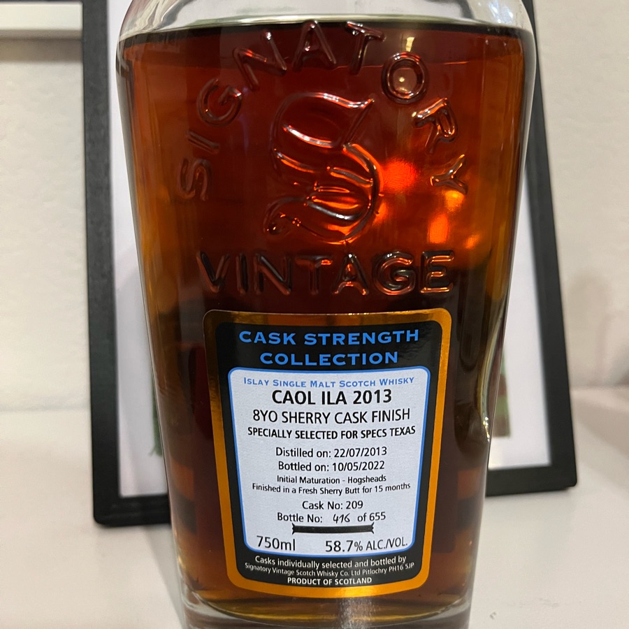 Caol Ila 2013 8 Years Signatory Vintage (Specs Texas Cask 209)