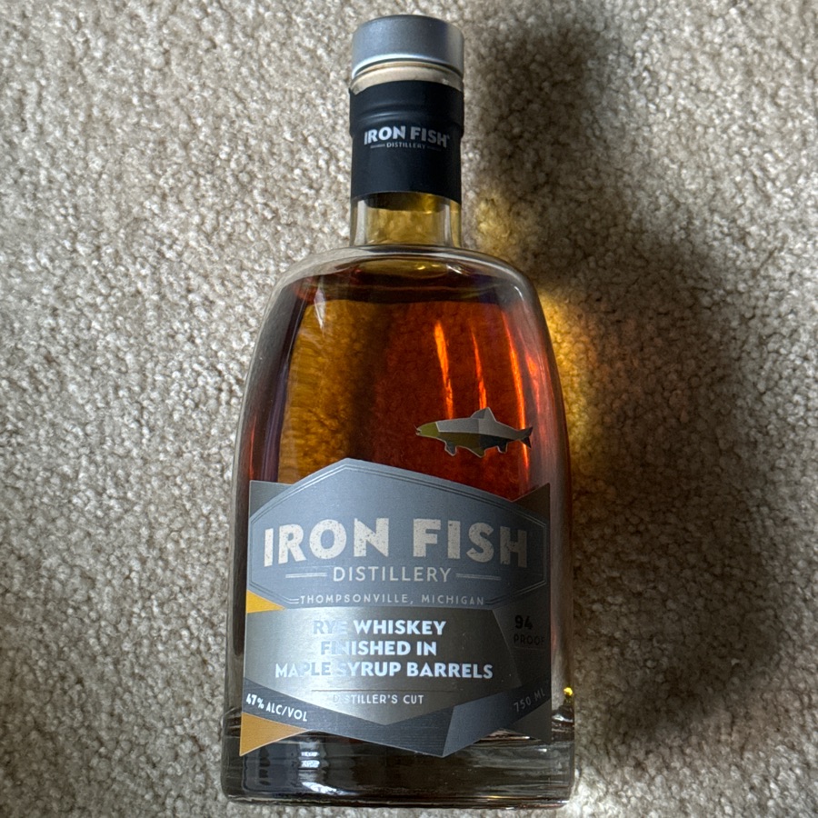 Iron Fish Distillery Rye Whiskey finished in Maple Syrup Barrels (batch 1)