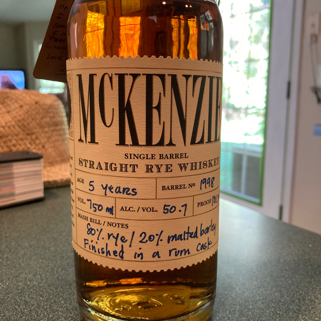 McKenzie Single Barrel Straight Rye Whiskey