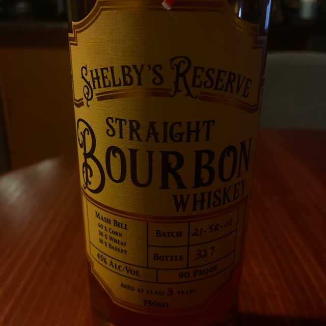 Shelby's Reserve Straight Bourbon Whiskey
