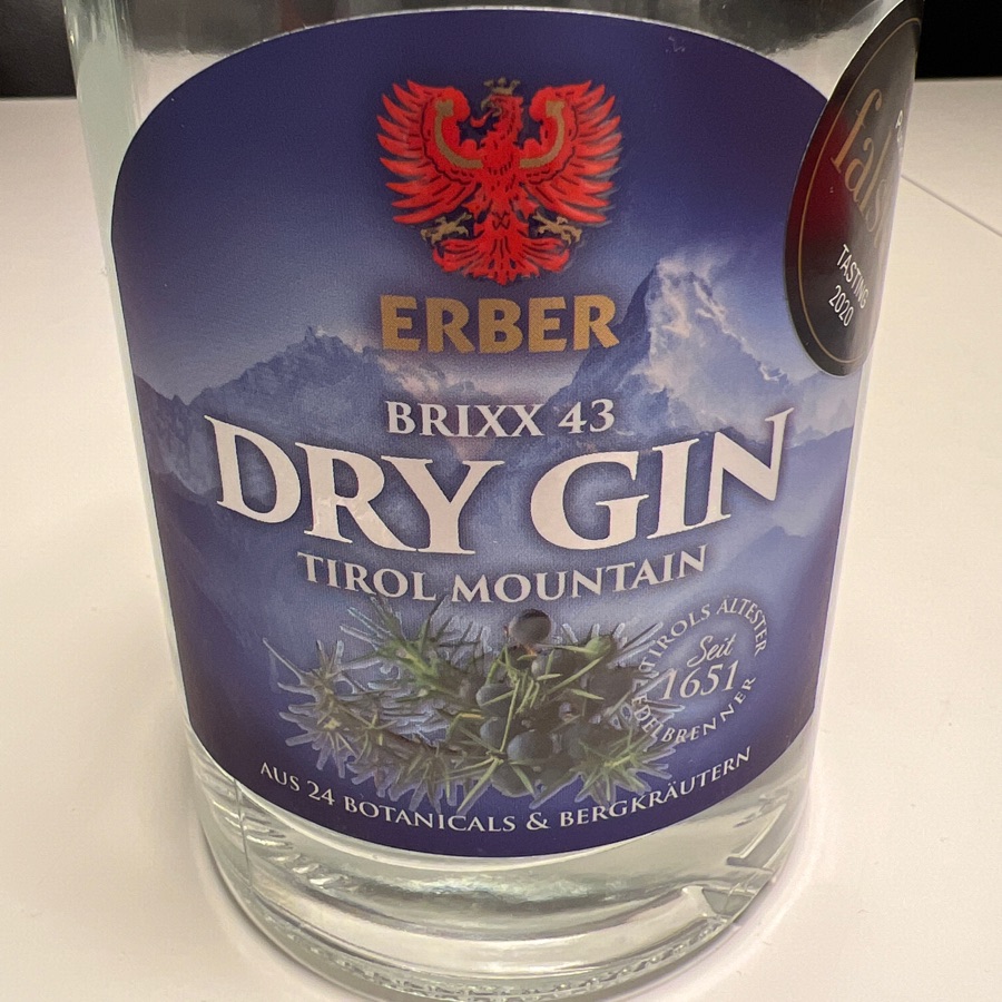 Erber Brixx 43 Tirol Mountain Dry Gin