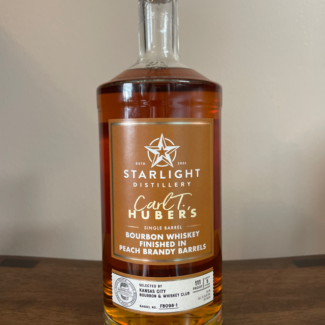 Starlight Carl T. Huber's Single Barrel Bourbon Finished in Peach Brandy Barrels (Kansas City Bourbon & Whiskey Club)
