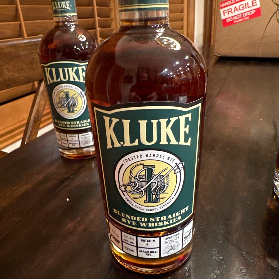 K.Luke Toasted Barrel Rye Small Batch Barrel Strength Blended Straight Rye Whiskies Batch #3