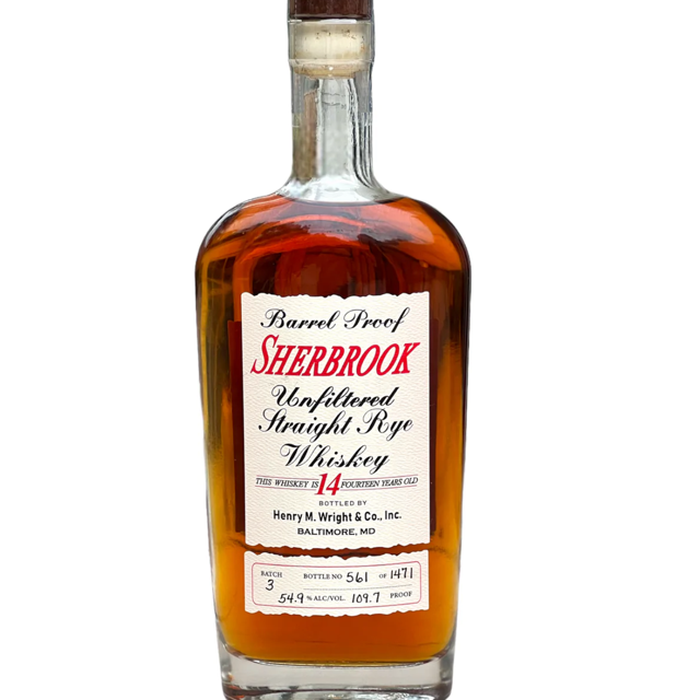 Barrel Proof Sherbrook Unfiltered Straight Rye Whiskey, Aged 14 Years