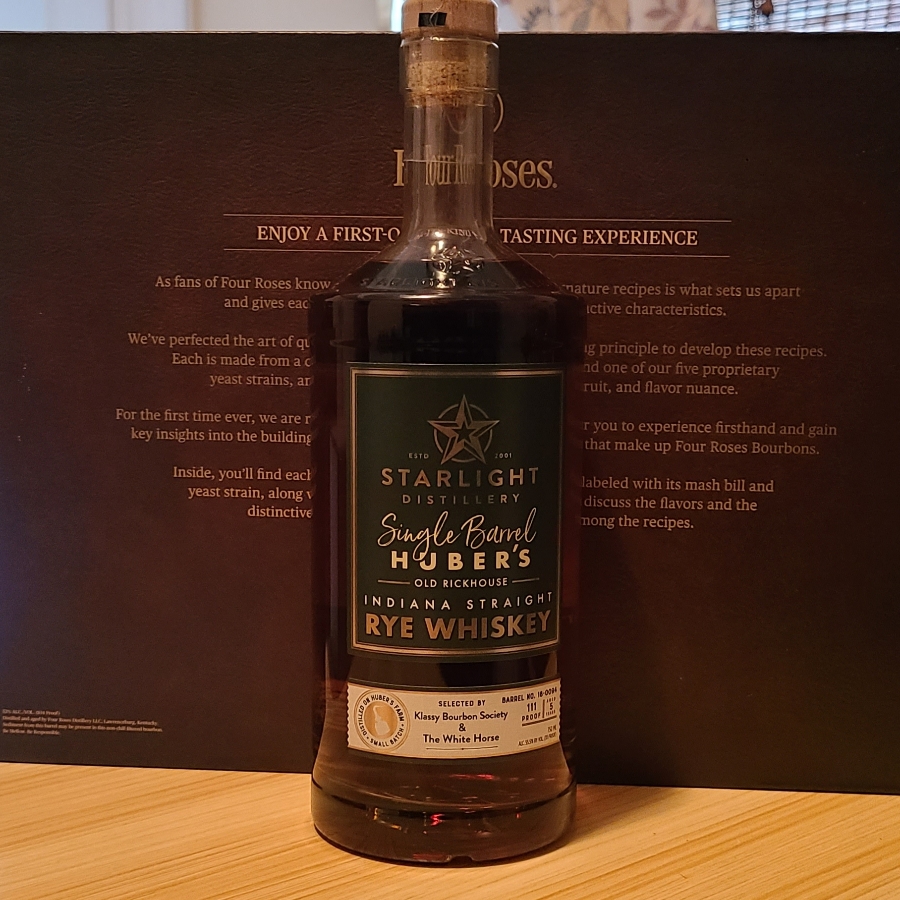 Starlight Huber's Old Rickhouse Single Barrel Rye (Klassy Bourbon Society and The White Horse)