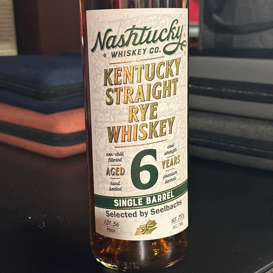 Nashtucky Cask Strength Kentucky Straight Rye Whiskey Aged 6 Years Single Barrel Selected by Seelbachs (barrel #10015)